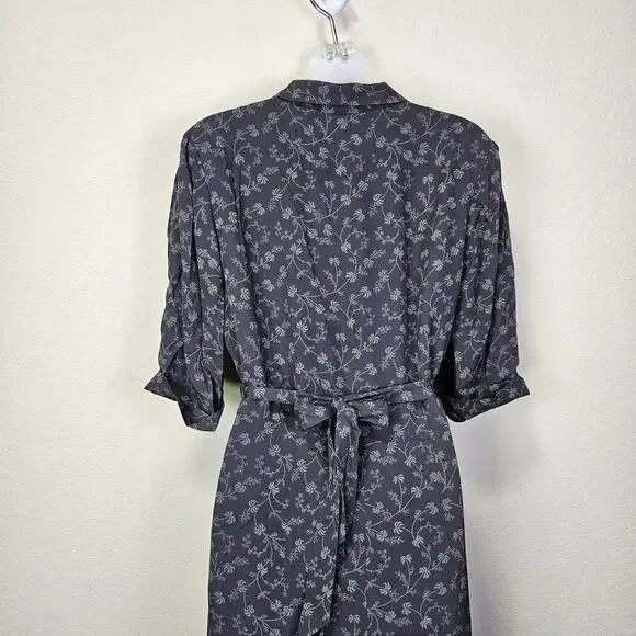 Sundance Womens 10 Silk Floral Maxi Dress Retro Botanical Palm Tree Belted Green - Picture 10 of 16